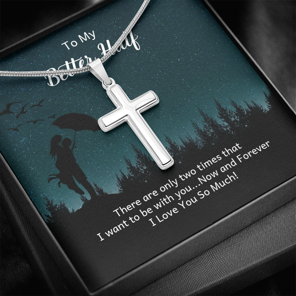 Artisan Cross Necklace with Snake Chain