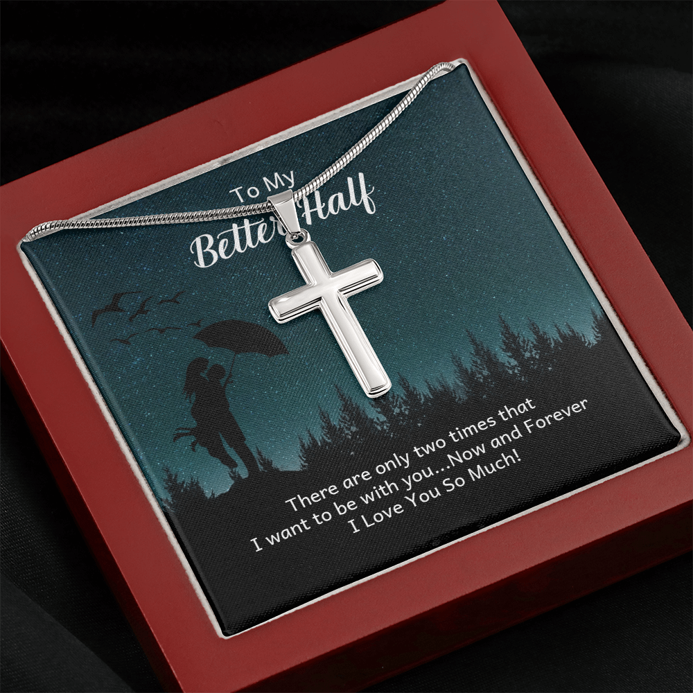 Artisan Cross Necklace with Snake Chain