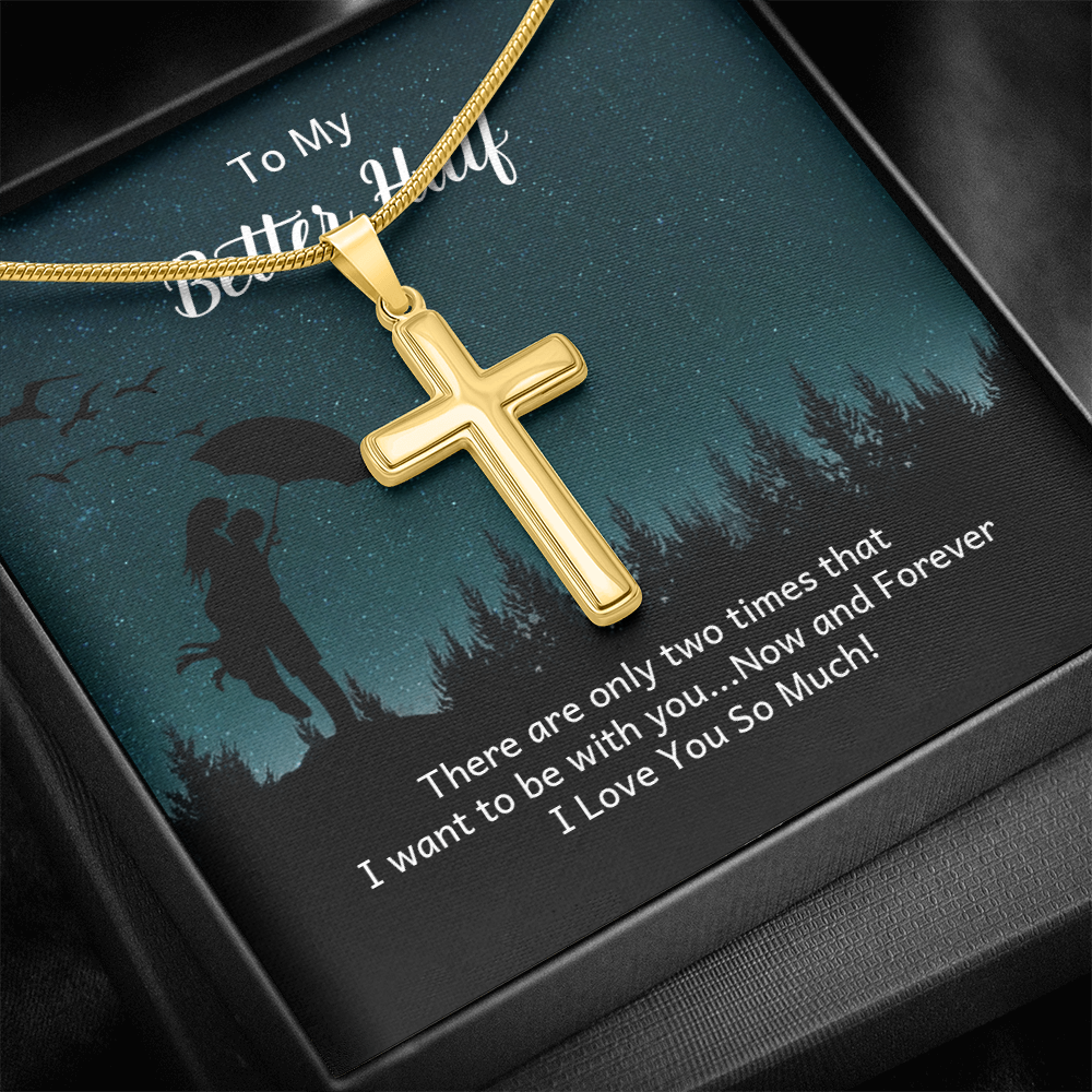 Artisan Cross Necklace with Snake Chain