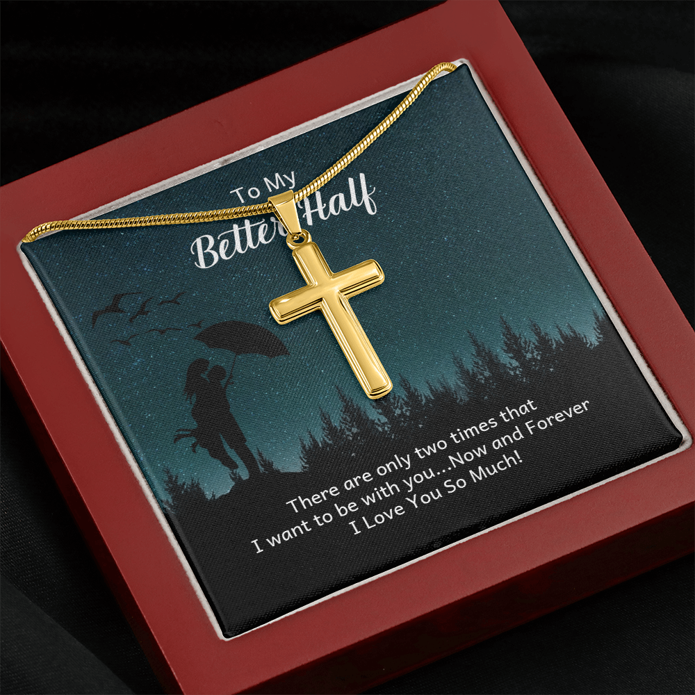 Artisan Cross Necklace with Snake Chain