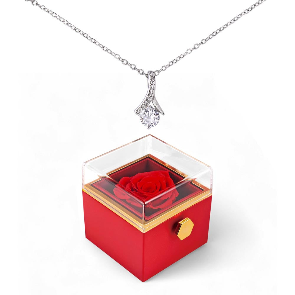 Alluring Beauty Necklace with Luxurious Rotating Rose Gift Box