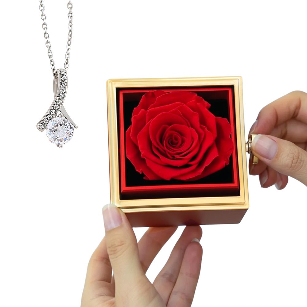 Alluring Beauty Necklace with Luxurious Rotating Rose Gift Box