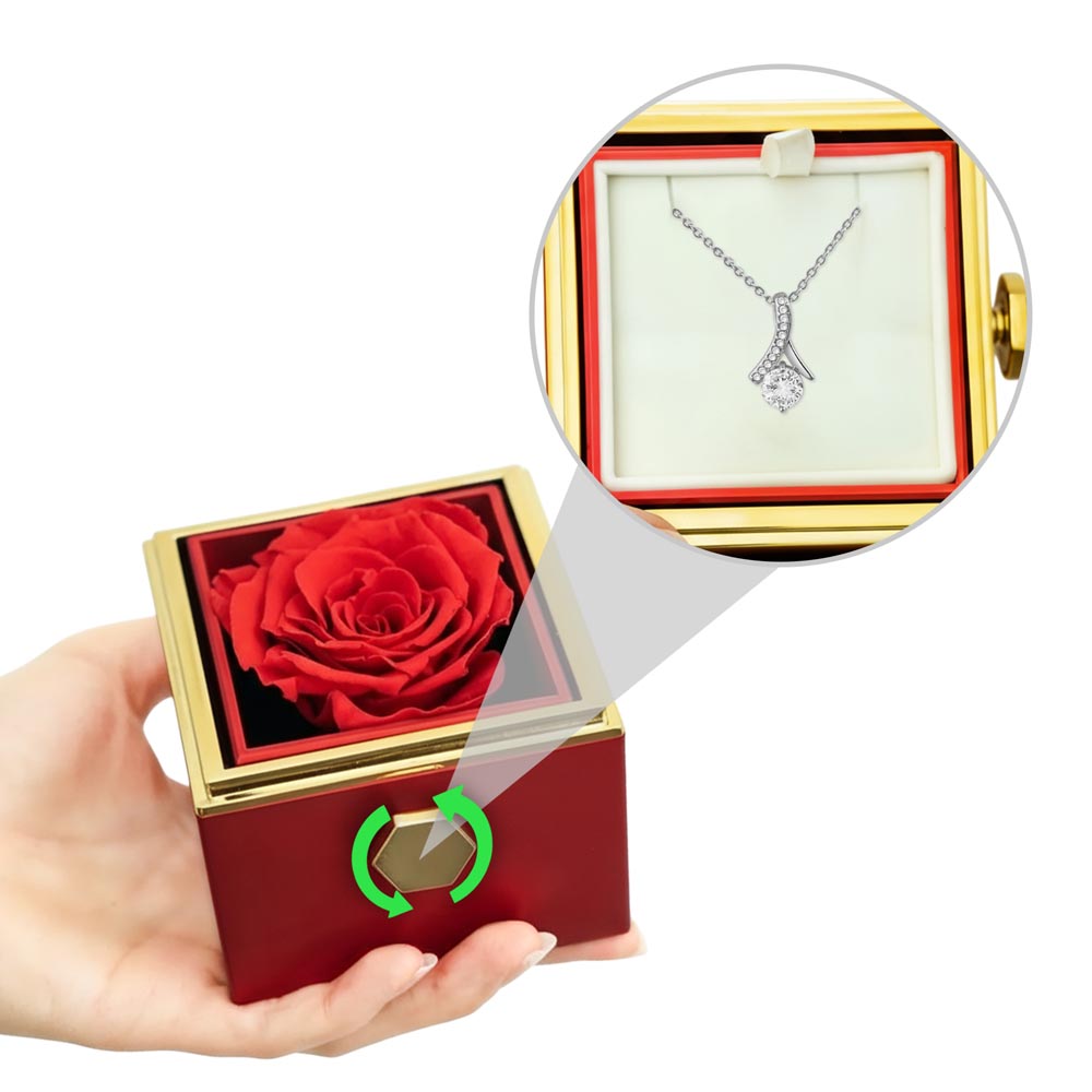 Alluring Beauty Necklace with Luxurious Rotating Rose Gift Box