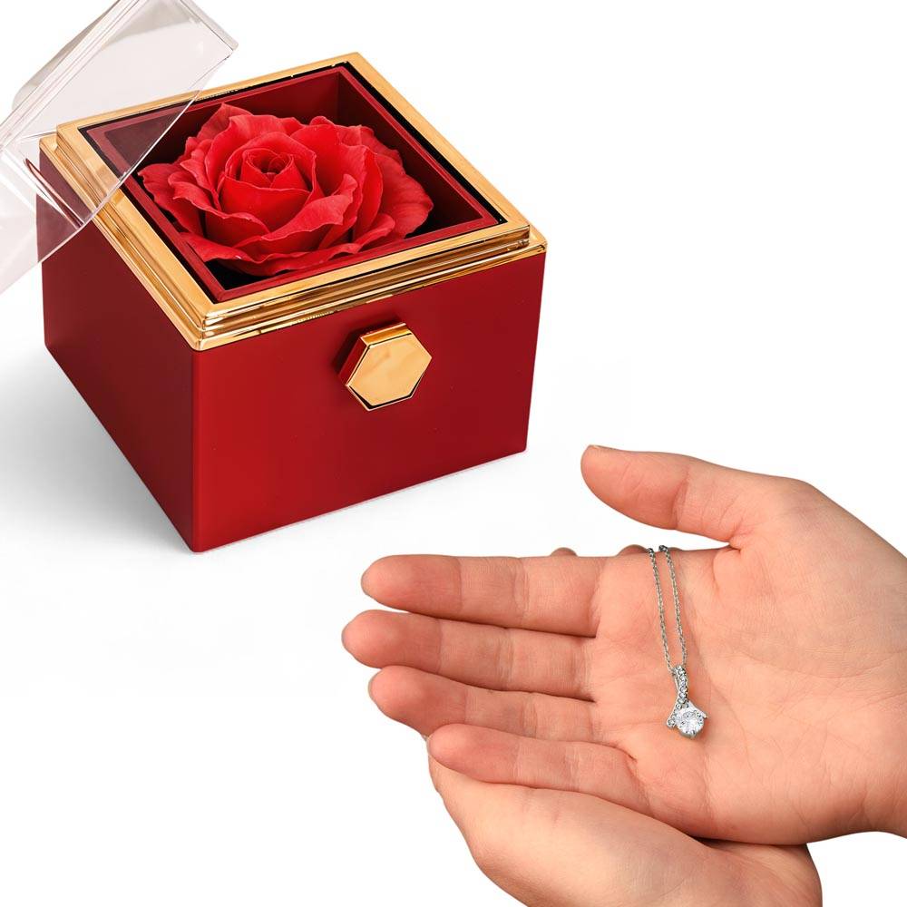 Alluring Beauty Necklace with Luxurious Rotating Rose Gift Box