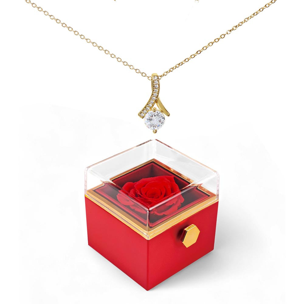 Alluring Beauty Necklace with Luxurious Rotating Rose Gift Box