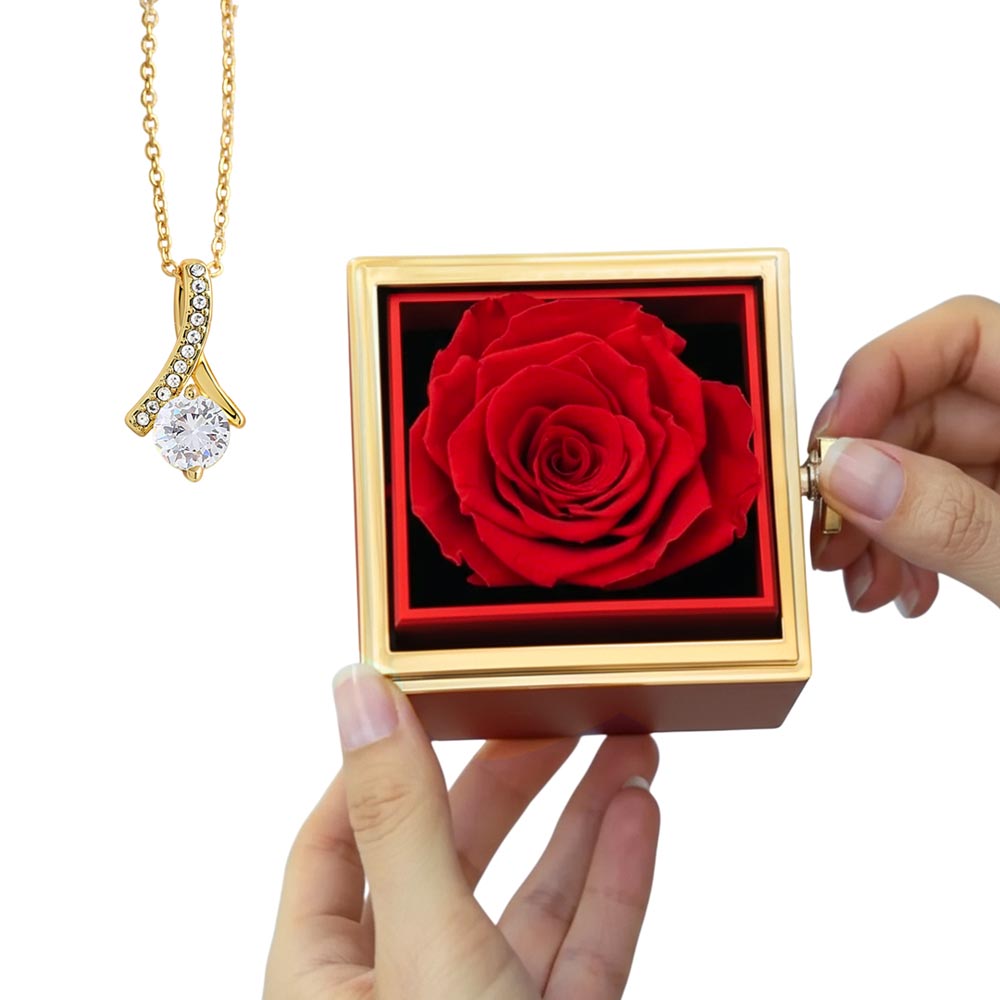 Alluring Beauty Necklace with Luxurious Rotating Rose Gift Box