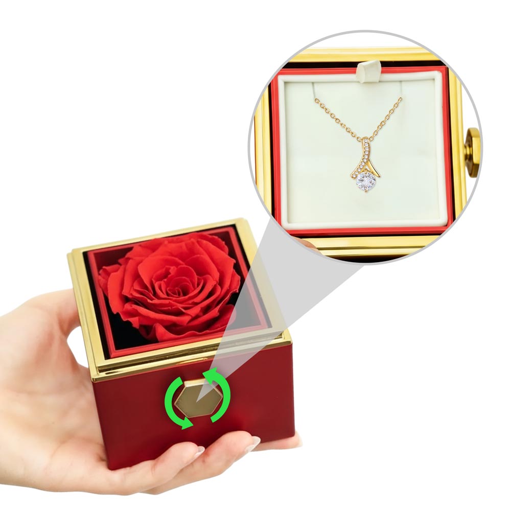 Alluring Beauty Necklace with Luxurious Rotating Rose Gift Box
